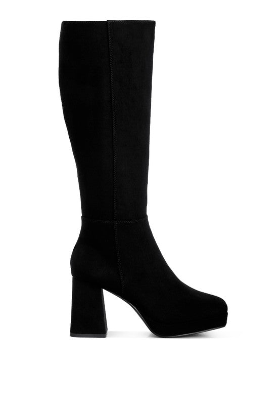 Ryo Calf-Length Micro Suede Boots BLACK by Rag Company | Fleurcouture