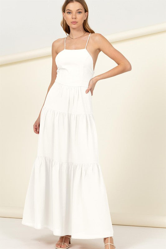 Said Yes Tiered Maxi Dress OFF WHITE L by HYFVE | Fleurcouture