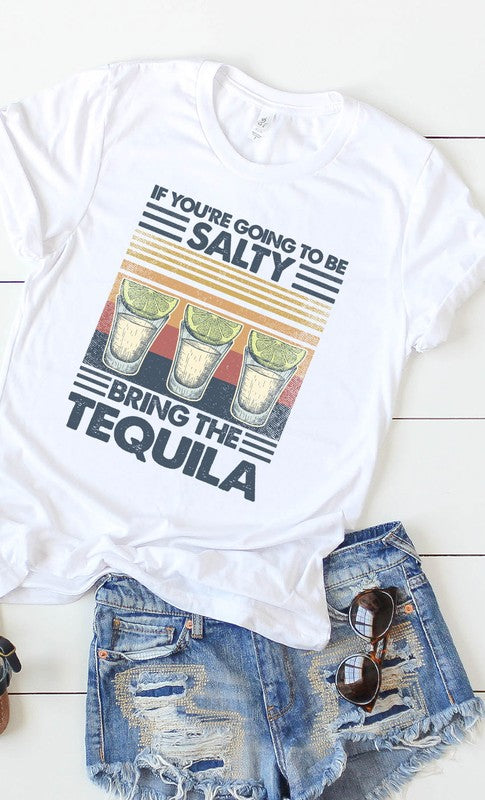 Salty, bring the tequila retro graphic tee White S by Kissed Apparel | Fleurcouture