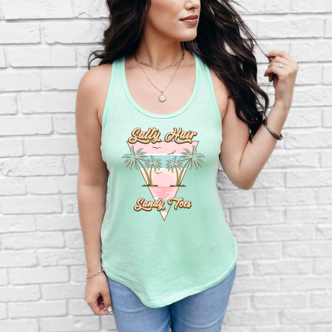 Salty Hair Sandy Toes Racerback Tank Tank by Tea-Shirt Shoppe | Fleurcouture