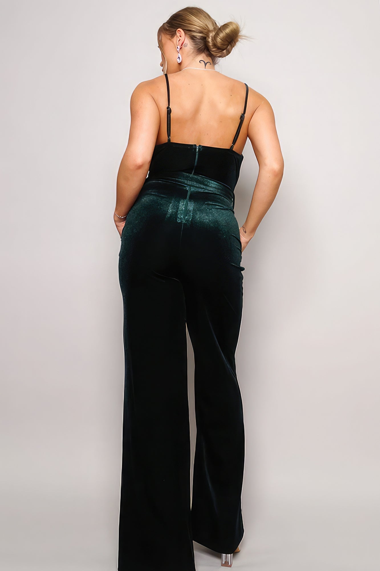 Samba Rhinestone Belt Velvet Jumpsuit Jumpsuits by Fleurcouture | Fleurcouture