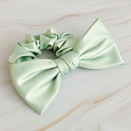 Satin Bow Tie Hair Scrunch Mint OS by Ellison and Young | Fleurcouture