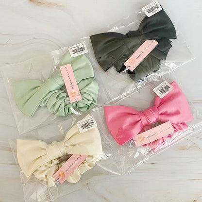 Satin Bow Tie Hair Scrunch OS by Ellison and Young | Fleurcouture