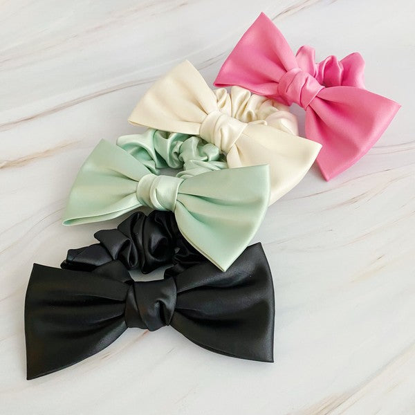 Satin Bow Tie Hair Scrunch OS by Ellison and Young | Fleurcouture