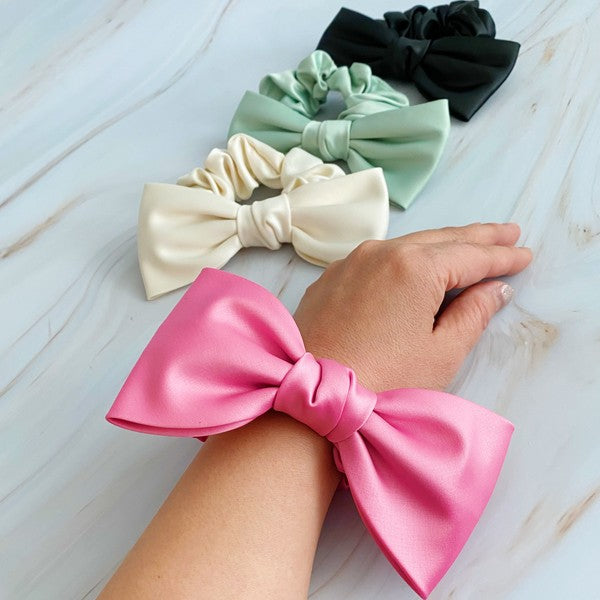 Satin Bow Tie Hair Scrunch OS by Ellison and Young | Fleurcouture