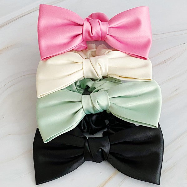 Satin Bow Tie Hair Scrunch OS by Ellison and Young | Fleurcouture