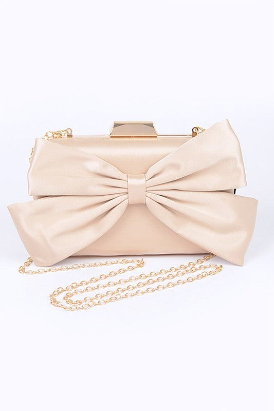 Satin Bowtie Box Clutch Red O/S by Artini Accessories | Fleurcouture