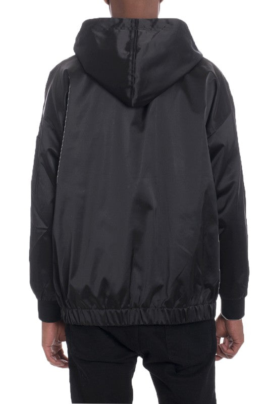 Satin Full Zip Hooded Windbreaker Men&