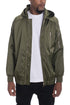 Satin Full Zip Hooded Windbreaker OLIVE S Men&