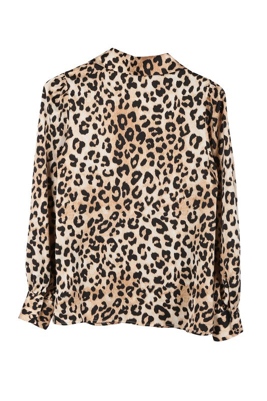 Satin leopard blouse Leopard by Lilou | Fleurcouture