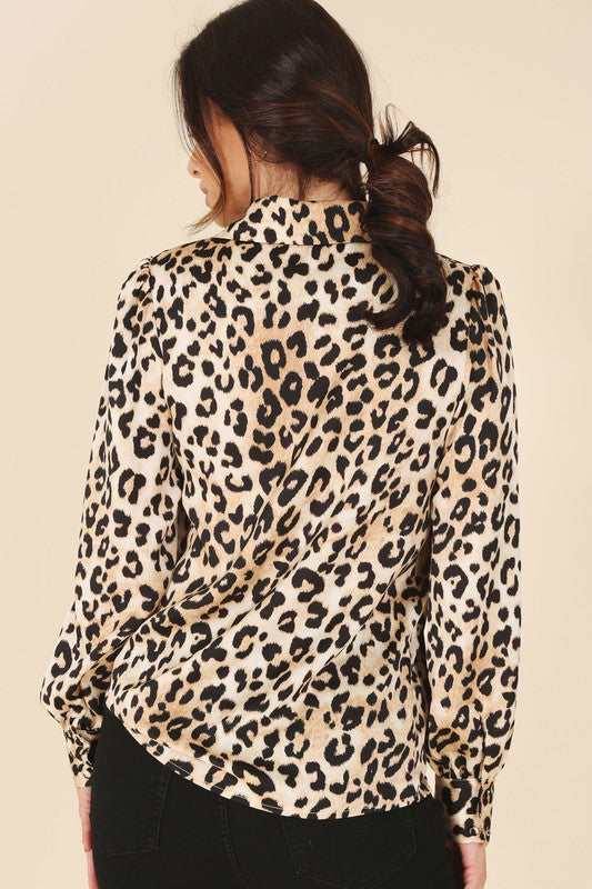 Satin leopard blouse Leopard by Lilou | Fleurcouture