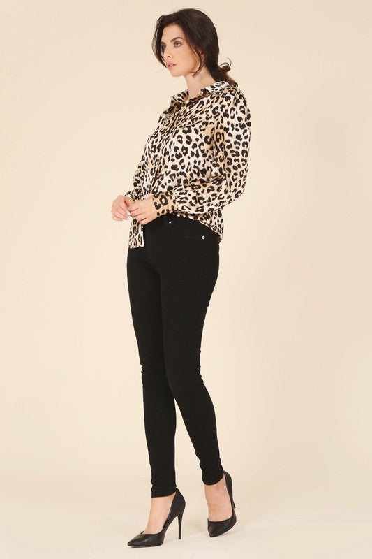 Satin leopard blouse Leopard by Lilou | Fleurcouture