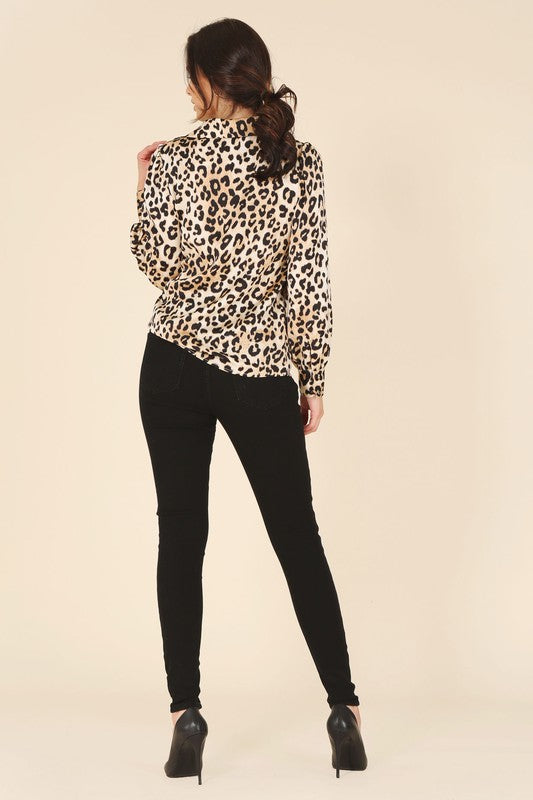 Satin leopard blouse Leopard by Lilou | Fleurcouture