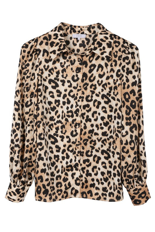 Satin leopard blouse Leopard by Lilou | Fleurcouture