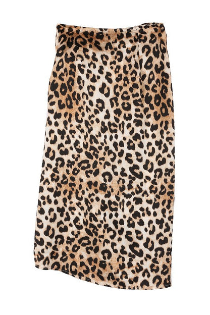 Satin leopard tie skirt Leopard by Lilou | Fleurcouture