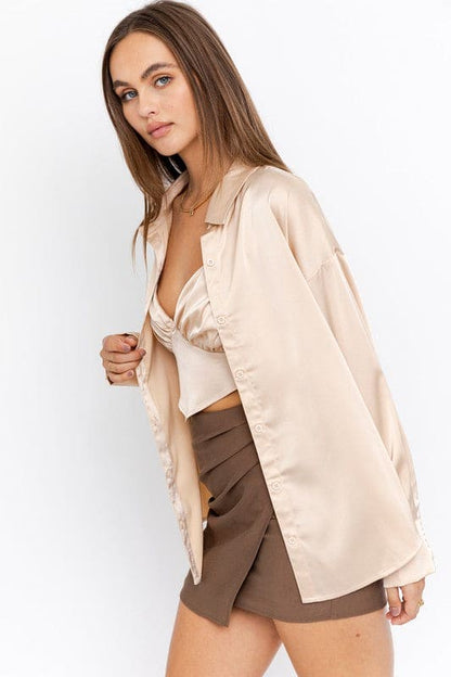 Satin Oversized Shirt champagne by LE LIS | Fleurcouture