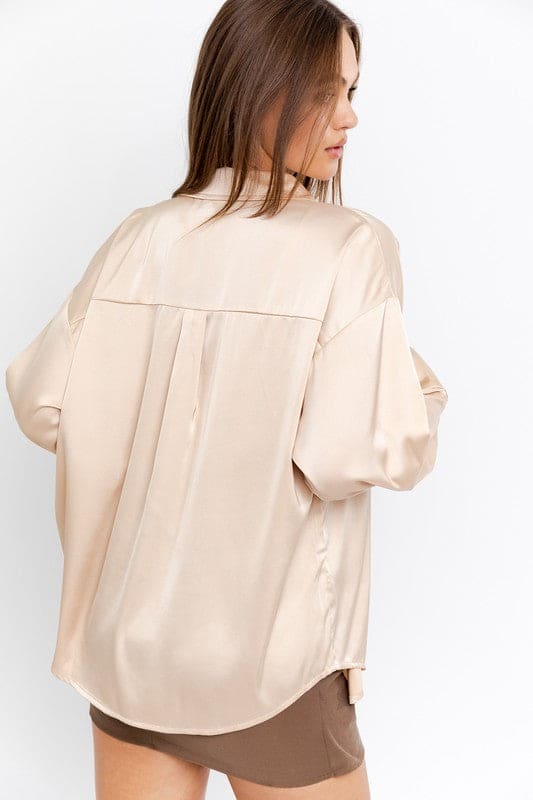 Satin Oversized Shirt champagne by LE LIS | Fleurcouture