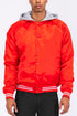 SATIN VARSITY BOMBER JACKET RED S Men&