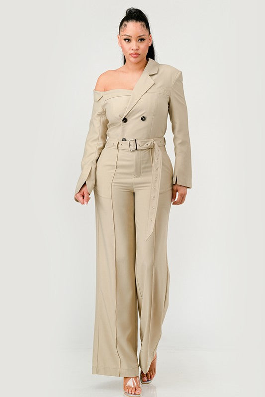 Savannah Elegance Trench Jumpsuit Sand by Athina | Fleurcouture