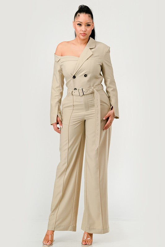 Savannah Elegance Trench Jumpsuit Sand by Athina | Fleurcouture