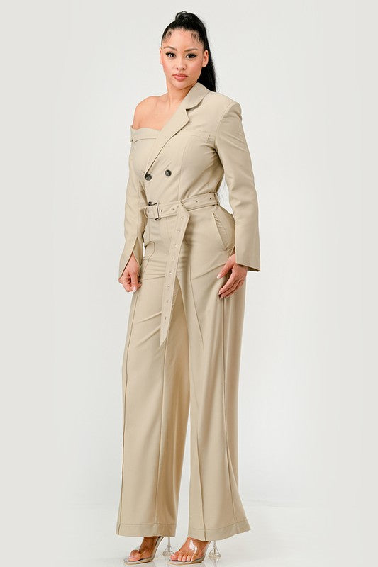 Savannah Elegance Trench Jumpsuit Sand by Athina | Fleurcouture