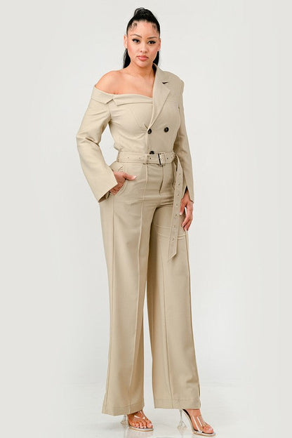 Savannah Elegance Trench Jumpsuit Sand by Athina | Fleurcouture