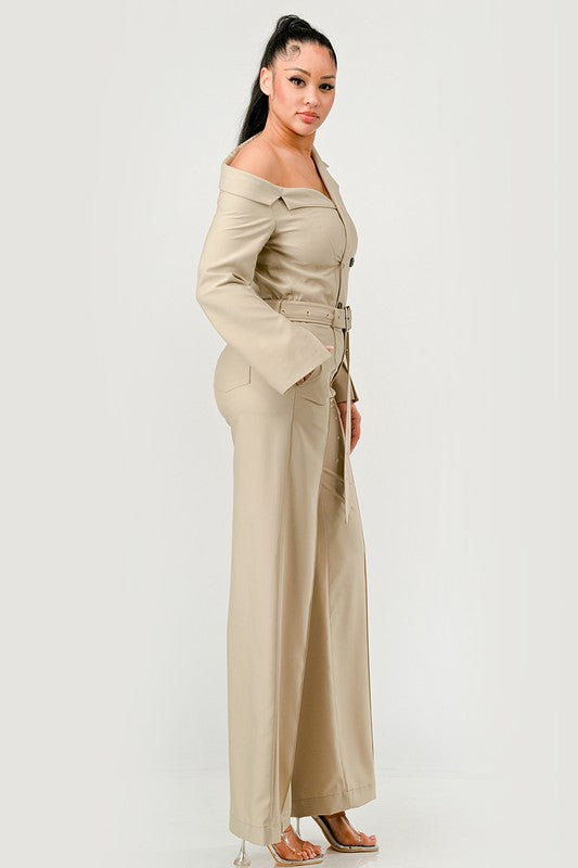 Savannah Elegance Trench Jumpsuit Sand by Athina | Fleurcouture