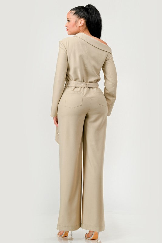 Savannah Elegance Trench Jumpsuit Sand by Athina | Fleurcouture