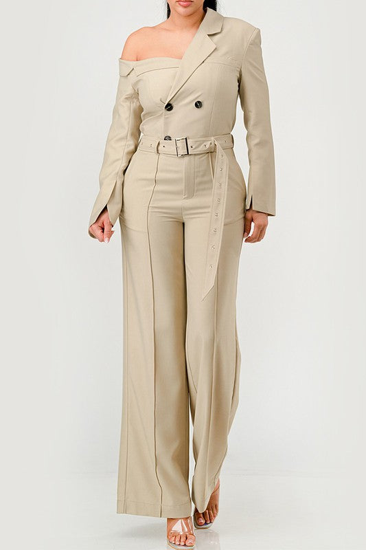 Savannah Elegance Trench Jumpsuit Sand S by Athina | Fleurcouture