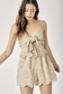 Scallop Edge Front Tie-Up Romper BEIGE S by Mustard Seed | Fleurcouture