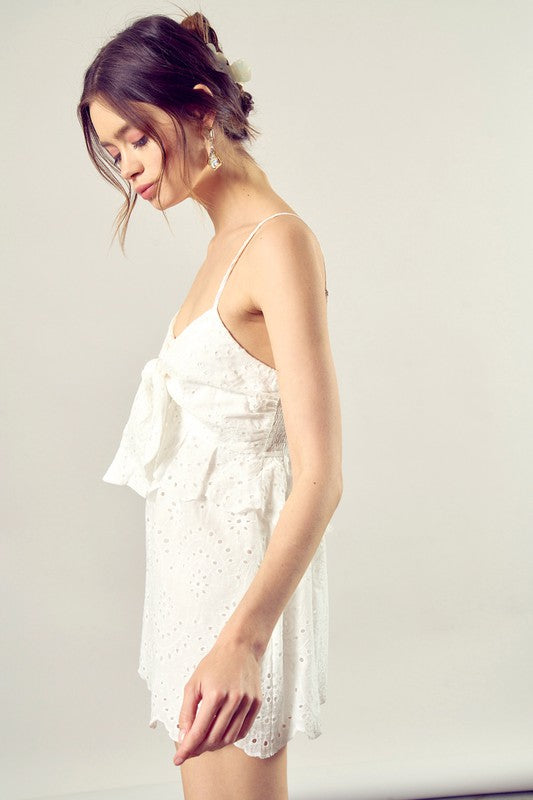 Scallop Edge Front Tie-Up Romper WHITE by Mustard Seed | Fleurcouture