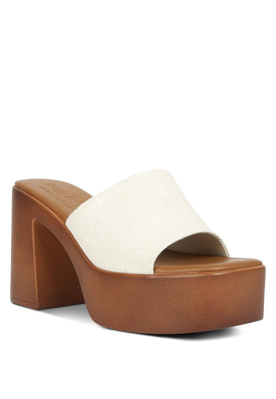 Scandal Slip On Block Heel Sandals Off White 9 by Rag Company | Fleurcouture