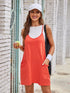 Scoop Neck Cami Dress and Shorts Set Orange-Red S Women&