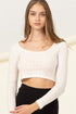 Scoop Neck Long Sleeve Crop Top WHIP CREAM S by HYFVE | Fleurcouture