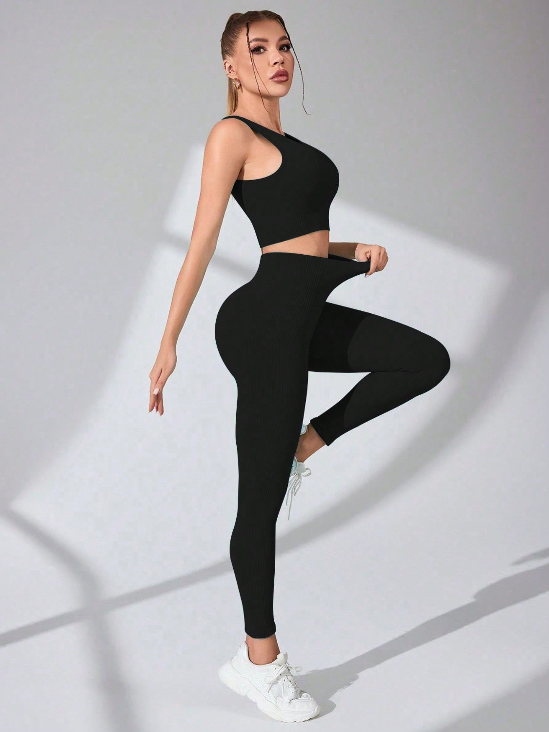 Scoop Neck Wide Strap Top and Pants Active Set Active Sets by Trendsi | Fleurcouture