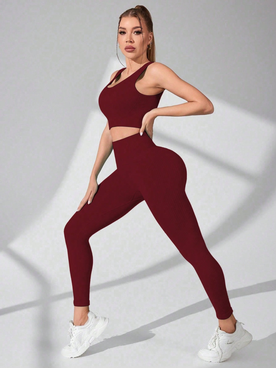 Scoop Neck Wide Strap Top and Pants Active Set Active Sets by Trendsi | Fleurcouture