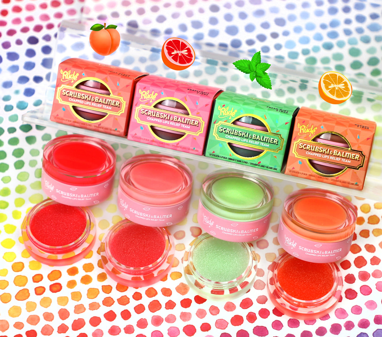 Scrubski & Balmer Lip Exfoliator and Lip Balm Lip Balms & Treatments by Rude Cosmetics | Fleurcouture