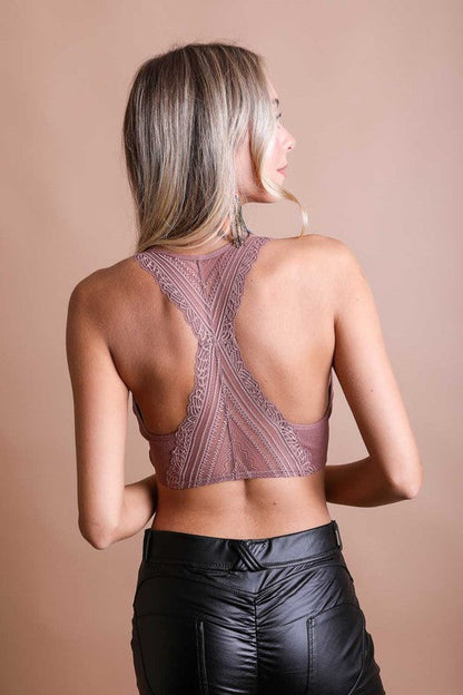 Seamless Front Lace Racerback Bralette by Leto Accessories | Fleurcouture