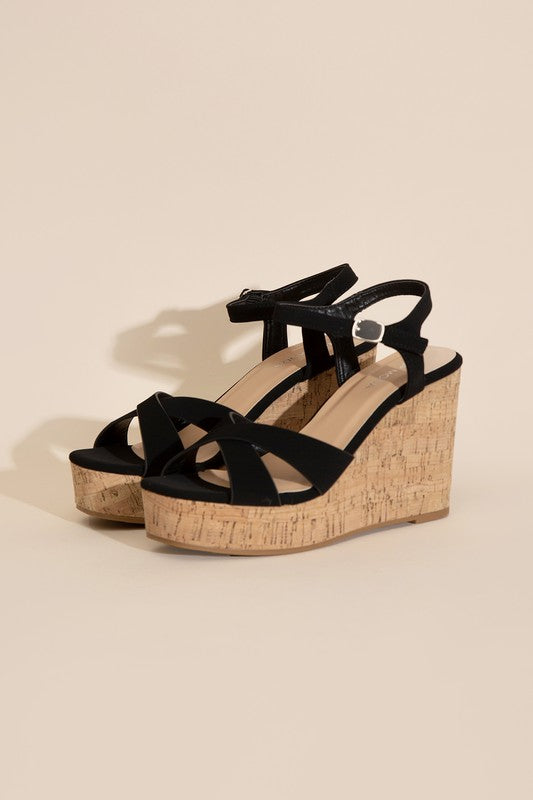 SEDONA-1 Wedge Heel Sandals BLACK 5.5 by Top Guy Footwear | Fleurcouture