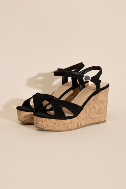 SEDONA-1 Wedge Heel Sandals BLACK 5.5 by Top Guy Footwear | Fleurcouture