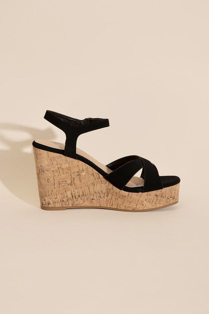 SEDONA-1 Wedge Heel Sandals BLACK by Top Guy Footwear | Fleurcouture