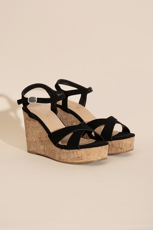 SEDONA-1 Wedge Heel Sandals BLACK by Top Guy Footwear | Fleurcouture