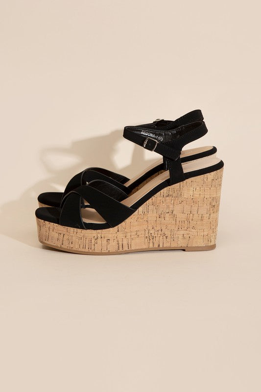 SEDONA-1 Wedge Heel Sandals BLACK by Top Guy Footwear | Fleurcouture