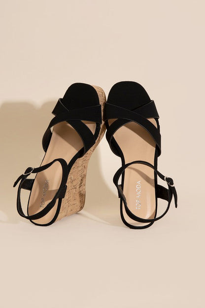 SEDONA-1 Wedge Heel Sandals BLACK by Top Guy Footwear | Fleurcouture