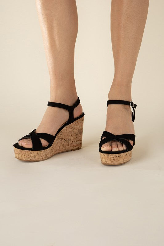 SEDONA-1 Wedge Heel Sandals BLACK by Top Guy Footwear | Fleurcouture