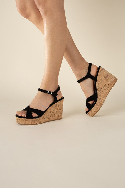 SEDONA-1 Wedge Heel Sandals BLACK by Top Guy Footwear | Fleurcouture