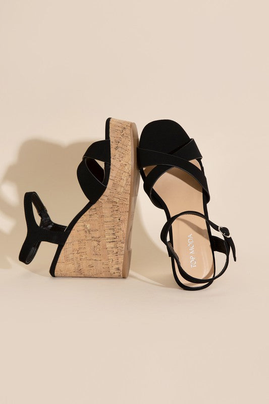 SEDONA-1 Wedge Heel Sandals BLACK by Top Guy Footwear | Fleurcouture