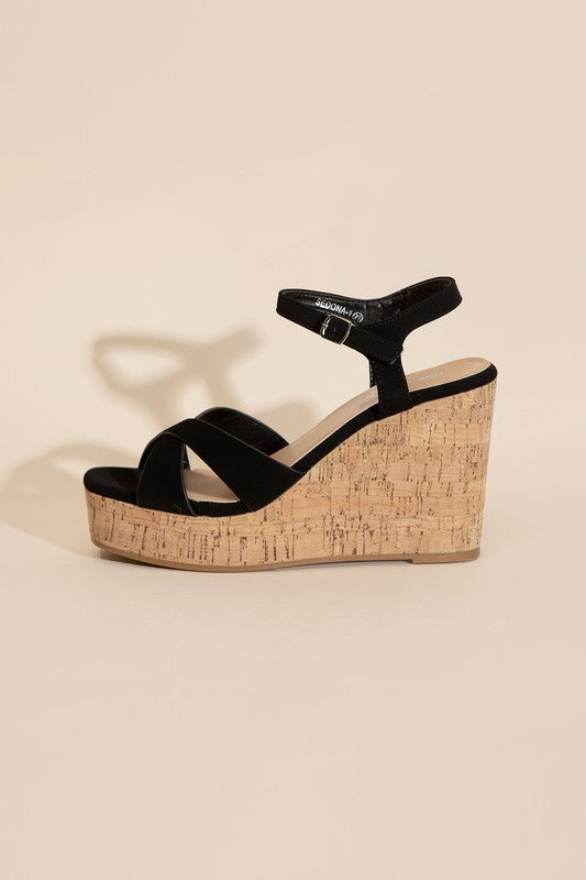 SEDONA-1 Wedge Heel Sandals BLACK by Top Guy Footwear | Fleurcouture