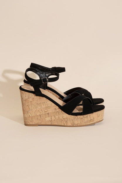 SEDONA-1 Wedge Heel Sandals BLACK by Top Guy Footwear | Fleurcouture