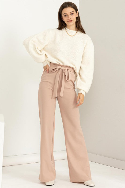 Seeking Sultry High-Waisted Tie Front Flared Pants by HYFVE | Fleurcouture